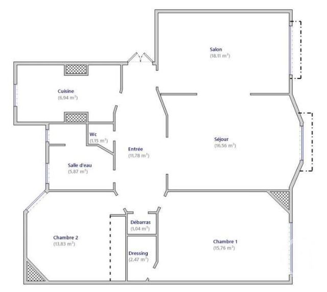 Appartement F4 à vendre - 4 pièces - 93.5 m2 - PARIS - 75013 - ILE-DE-FRANCE - Century 21 Lutèce Immobilier