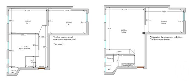 Appartement F3 à vendre - 3 pièces - 45.44 m2 - PARIS - 75013 - ILE-DE-FRANCE - Century 21 Lutèce Immobilier