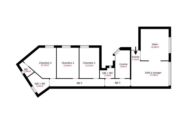Appartement F5 à vendre - 5 pièces - 104.0 m2 - PARIS - 75013 - ILE-DE-FRANCE - Century 21 Lutèce Immobilier