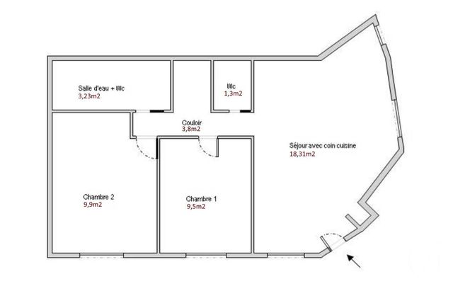 Appartement F3 à vendre - 3 pièces - 47.0 m2 - PARIS - 75013 - ILE-DE-FRANCE - Century 21 Lutèce Immobilier
