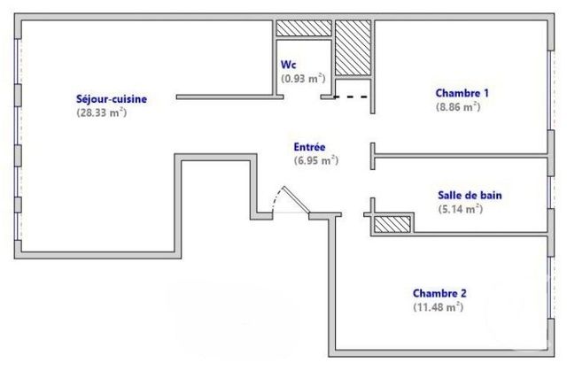 Appartement F3 à vendre - 3 pièces - 62.19 m2 - PARIS - 75013 - ILE-DE-FRANCE - Century 21 Lutèce Immobilier