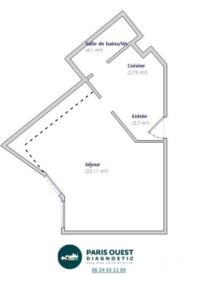 Appartement F1 à vendre - 1 pièce - 31.66 m2 - PARIS - 75013 - ILE-DE-FRANCE - Century 21 Lutèce Immobilier