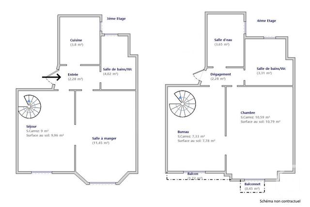 Appartement Duplex à vendre - 4 pièces - 59.32 m2 - PARIS - 75013 - ILE-DE-FRANCE - Century 21 Lutèce Immobilier