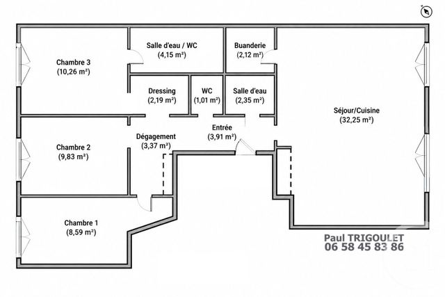 Appartement F4 à vendre - 4 pièces - 80.0 m2 - PARIS - 75013 - ILE-DE-FRANCE - Century 21 Lutèce Immobilier