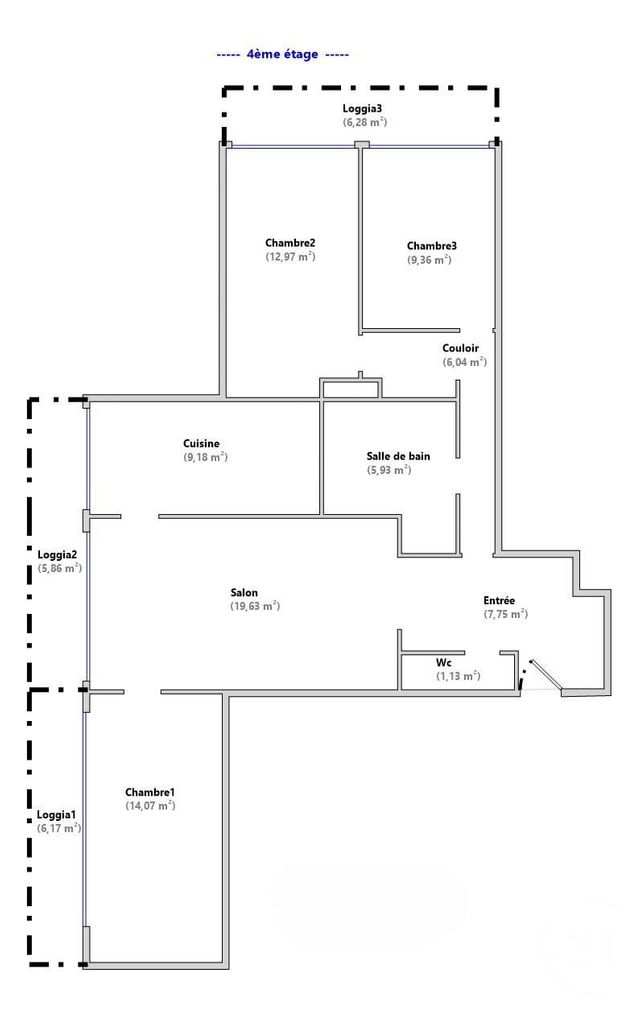 Appartement F4 à vendre - 4 pièces - 86.1 m2 - PARIS - 75013 - ILE-DE-FRANCE - Century 21 Lutèce Immobilier
